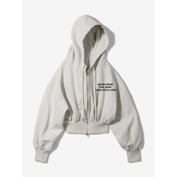 MWL CROP HOODED ZIPUP - OATMEAL