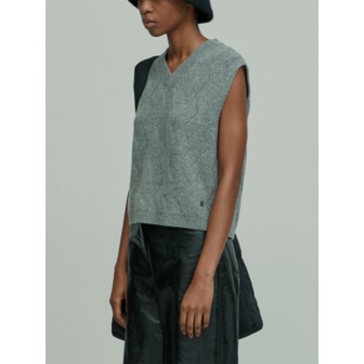 리이 LAMBSWOOL BLEND KNITTED VEST GRAY