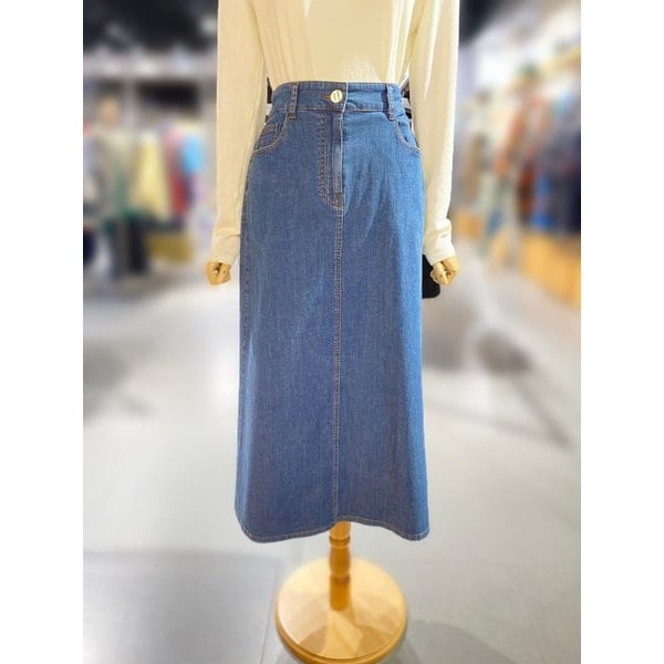 [여주점] 뒷밴딩 맞트임 A라인 데님 스커트 (BASKA3611)