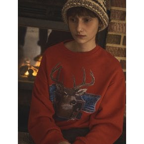 vintage deer sweatshirt_Red