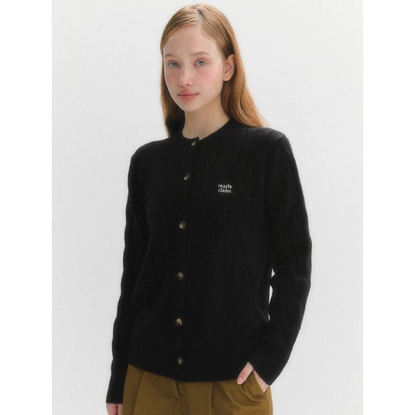 로고 자수 케이블 가디건(MAFCKC13NBK)