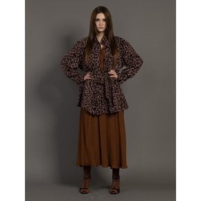 pink katiacho LEOPARD HALF TRENCH COAT BROWN PURPLE