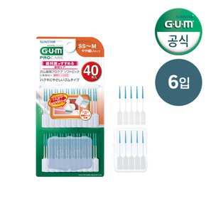 GUM 검 치과 휴대 1회용 치간칫솔 부드러운 소프트픽 M(40p) 6개입