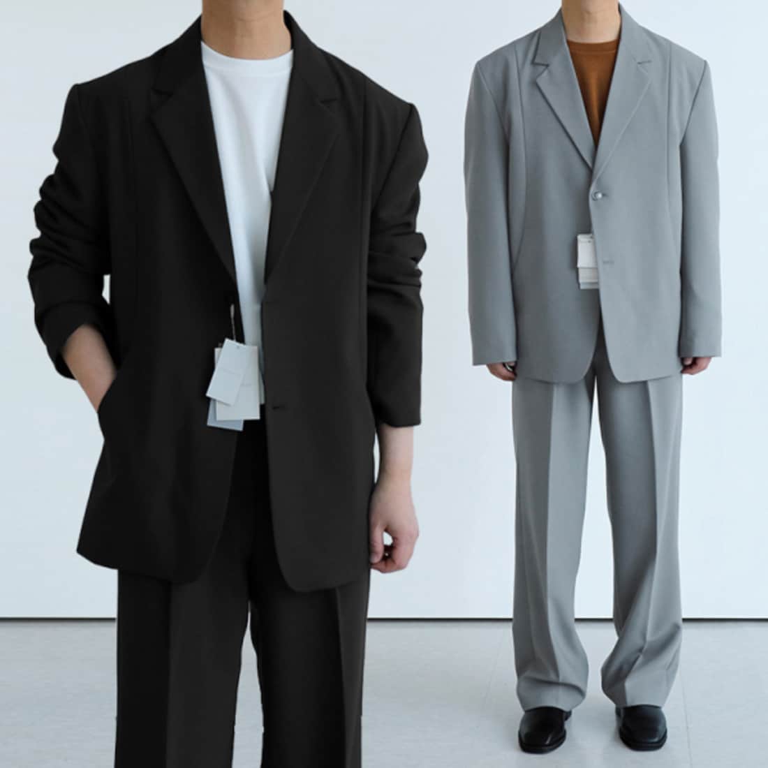 봄 와이드 남자 수트셋업 오버핏 세미정장세트 하객룩, 믿고 사는 즐거움 SSG.COM