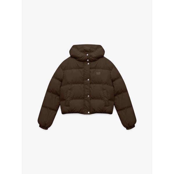 로고 후드 숏 다운 패딩(MAFDDW01NBR)