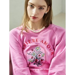 Flower Garden Rib Line Sweatshirts - Pink