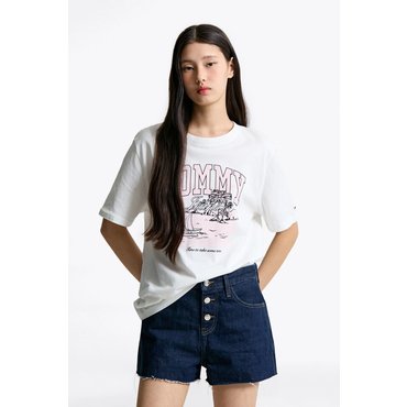 타미진스 여성 트로피컬 프린트 티셔츠 T32F1TTO41TWT1 TOMMY JEANS