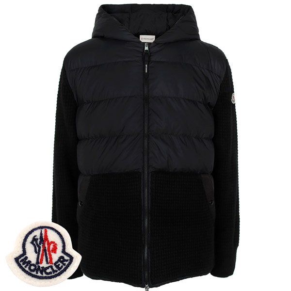 [부산점] 몽클레어 블랙 울 니트 믹스 구스 다운 후드 집업 자켓 9B00031 M4281 999