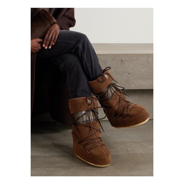 문부츠 아이콘 인조 가죽 트리밍 플리스 스노우 부츠 초콜릿 46376663162976181