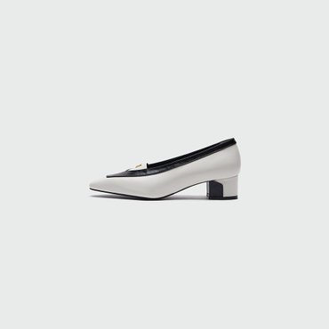 EENK YINZEL Pointed Toe Color Block Pumps Heels - Ivory