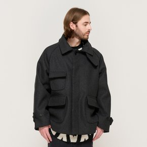 POCKET POINT BALMACAAN WOOL SHORT COAT (CHARCOAL)