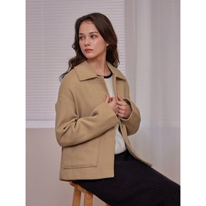 Wool Button Short Jacket Beige