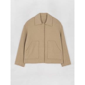 Wool Button Short Jacket Beige