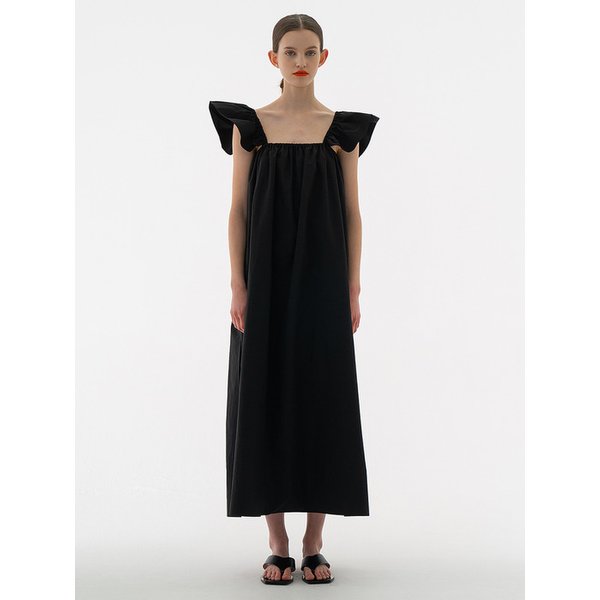 GATHER WING MAXI DRESS NOIR
