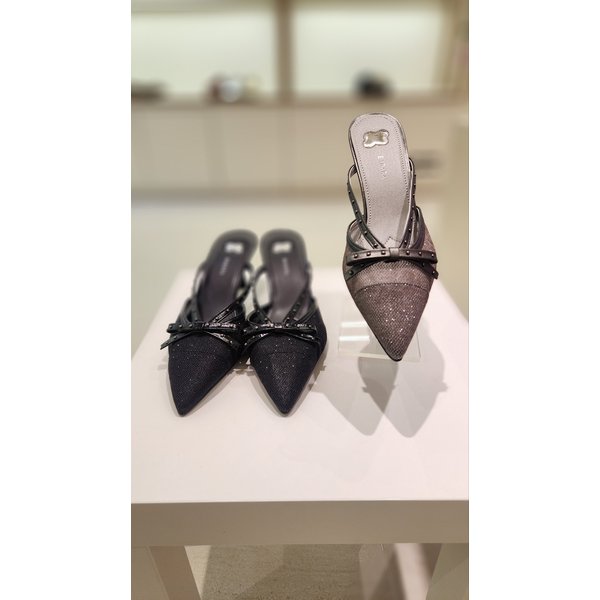 [여주점] 바바라 소가죽 매쉬 세련 6cm 뮬 2컬러 BBI203