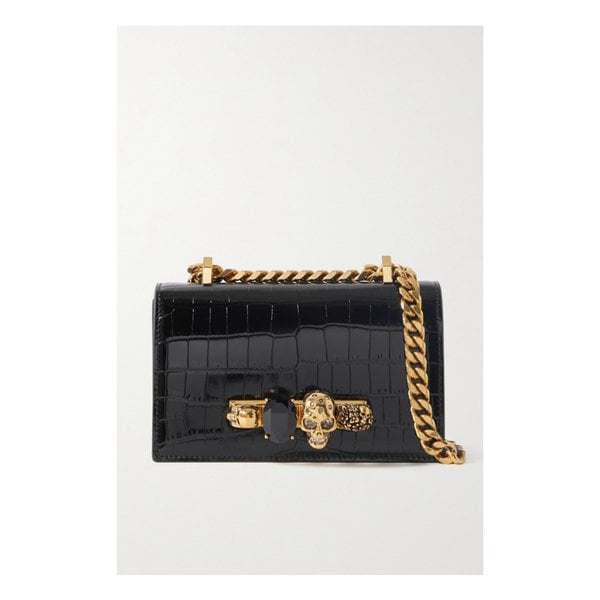 보석 장식 사첼 장식 악어 무늬 가죽 숄더백 1647597284170592