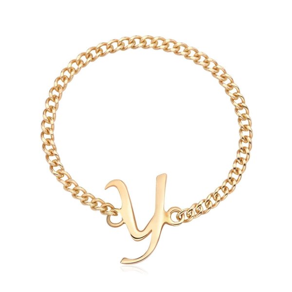 [비앤비골드] 18K 알파벳 Y이니셜 레이어드 체인실반지 MPR38138