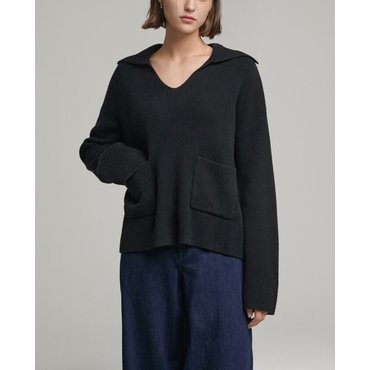 DKNY 시즌오프30%울 캐시미어 오픈 칼라 니트 스웨터 (DW2E7KTO198C)