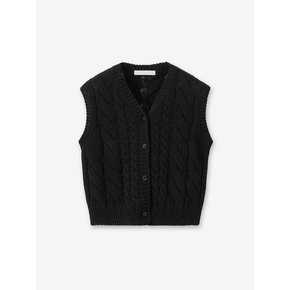 summer cotton cable knit_black.