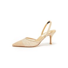 Glitter Mesh Slingback_Beige Glitter