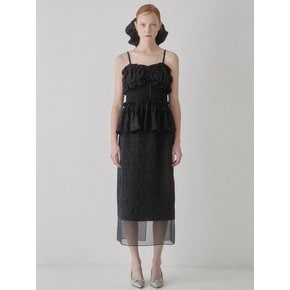 Organza Layered H line Skirt - Black