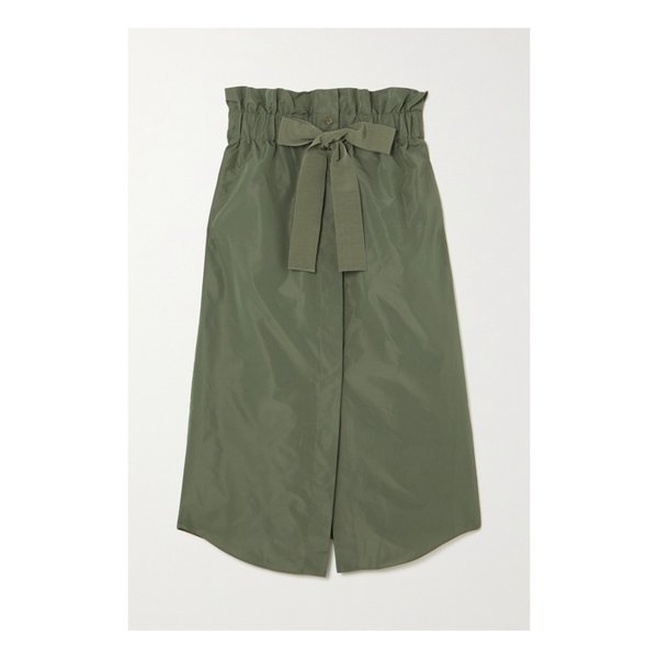 Grosgrain-trimmed Recycled Shell Midi Skirt 그린 45666037504878402