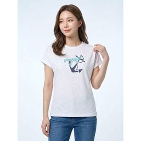 여성 프린팅 슬럽 반팔 티셔츠 ALTRM4231 100_P338519212