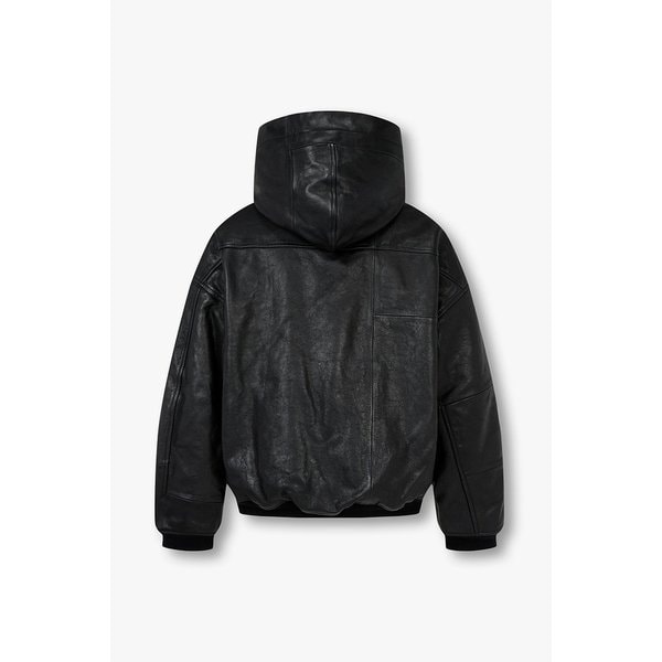 [UNISEX] 패치워크 레더 후디드 자켓 3625363001000
