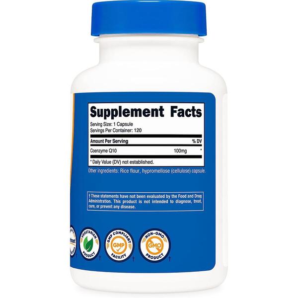 [해외직구] Nutricost 뉴트리코스트 코큐텐 코엠자임 큐텐 100mg 120베지캡슐 CoQ10 100mg 120 Vegetarian Capsules