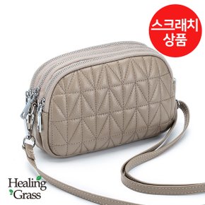 [여주점] [스크래치] 소가죽 퀼팅 크로스 핸드폰백 미니백 HGLC7588GY-S