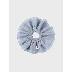 FLORAL CHIFFON FRILL SCRUNCHIE (BLUE)