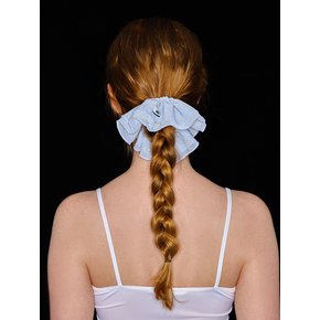 FLORAL CHIFFON FRILL SCRUNCHIE (BLUE)