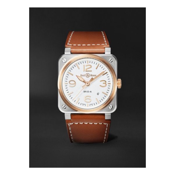 벨앤로스 BR-03 오토매틱 18K 로즈 골드 스틸 가죽 41mm 워치 46376663162921245