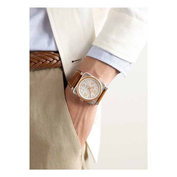 벨앤로스 BR-03 오토매틱 18K 로즈 골드 스틸 가죽 41mm 워치 46376663162921245