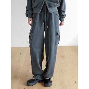 Lossy  Pigment Patch Cargo Sweat Pants_charcoal