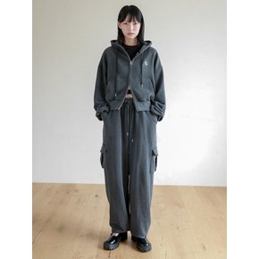 Lossy  Pigment Patch Cargo Sweat Pants_charcoal