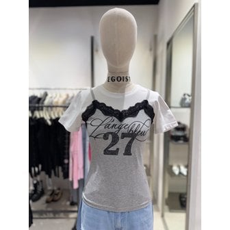 에고이스트 [여주점] 뷔스티에 레터링 슬림 티셔츠  ES2OTH61