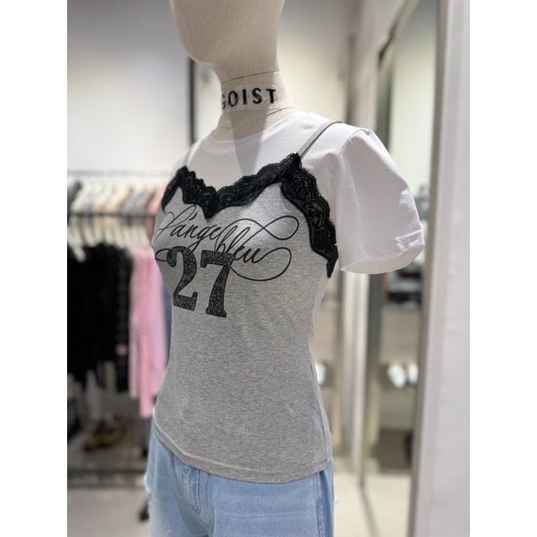 [여주점] 뷔스티에 레터링 슬림 티셔츠  ES2OTH61