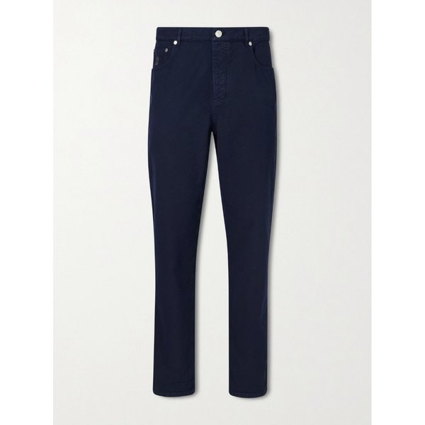 브루넬로쿠치넬리 로고 자수 스트레이트 코튼 트윌 팬츠 46376663163000267