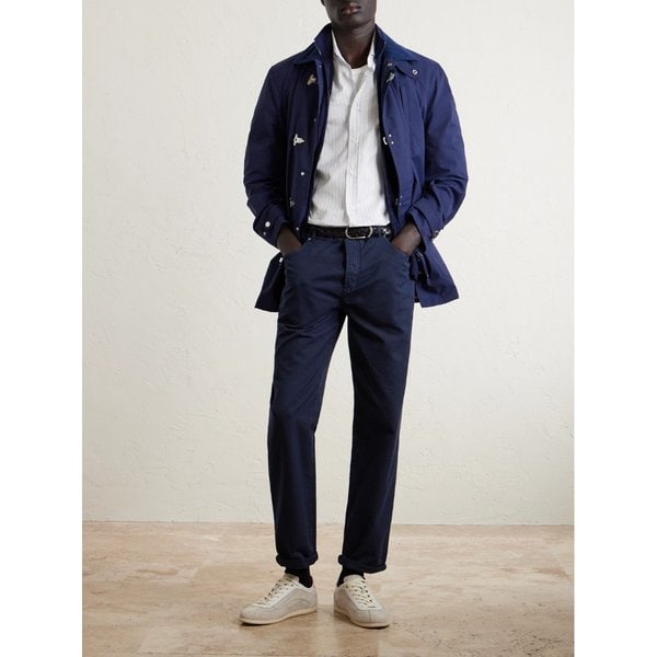 브루넬로쿠치넬리 로고 자수 스트레이트 코튼 트윌 팬츠 46376663163000267