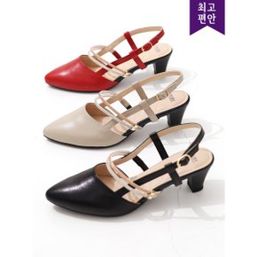 5cm 천연가죽 국내생산 수제화 큐빅장식 버클 스트랩 미들힐 샌들 112531_P366072018