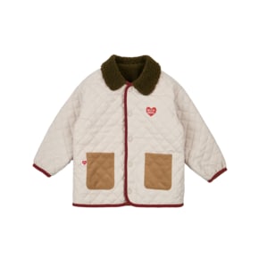 BK4IPJ11CM Cream BB Heart Quilted Padding Jacket