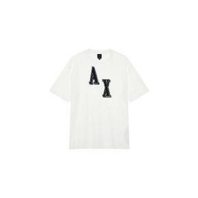 남성 부클 로고 패치 티셔츠(A413331032)화이트