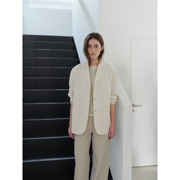Cotton washed jacket-Cream