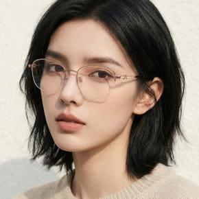 안경테 BY5073H 033 명품 반무테 남자 여자 금테