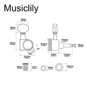 Musiclily Pro 18:1 Locking Tuners ST 6연 기어비 기타 록식 페그 헥스 버튼 스트레이트TL