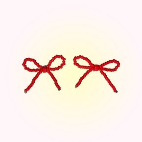 Red Ribbon Beads Earring