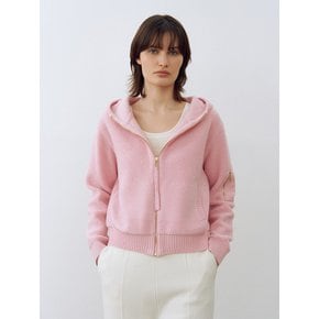 Boucle Texture Hoodie Zip-up Pink