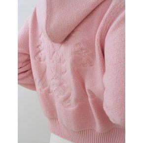 Boucle Texture Hoodie Zip-up Pink