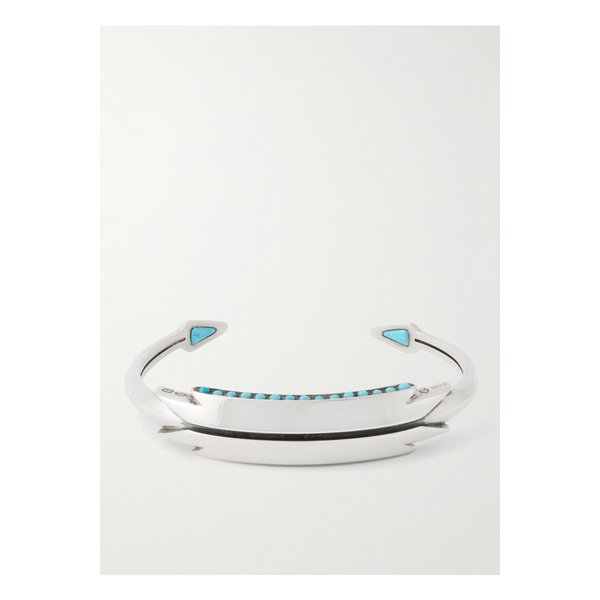 웨스턴 스털링 실버 킹맨 터쿼이즈 18K 골드 커프 실버 46376663162944852